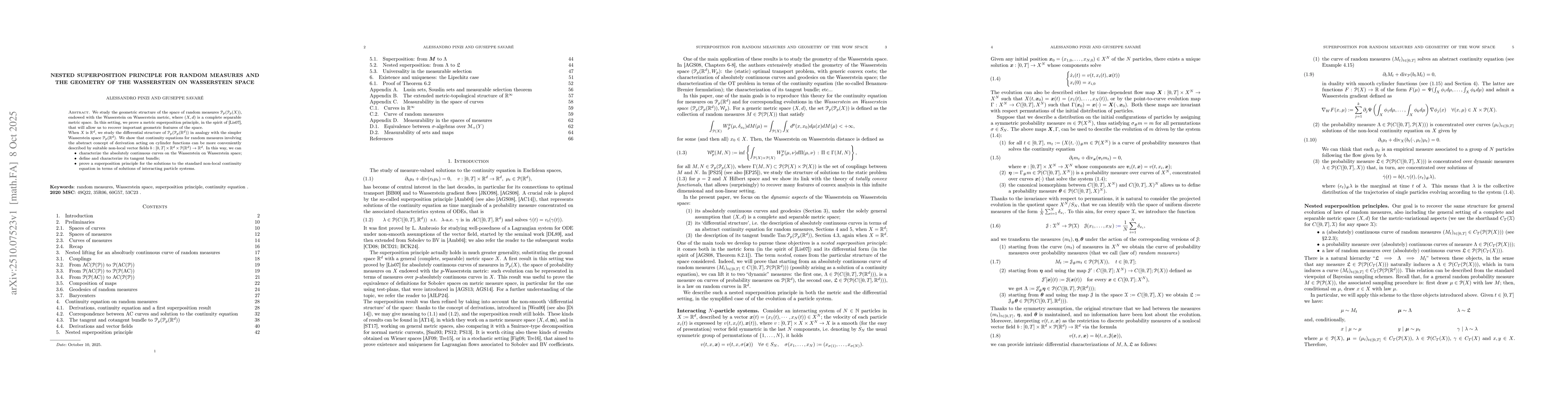 Thumbnail for Nested superposition principle for random measures and the geometry of
  the Wasserstein on Wasserstein space