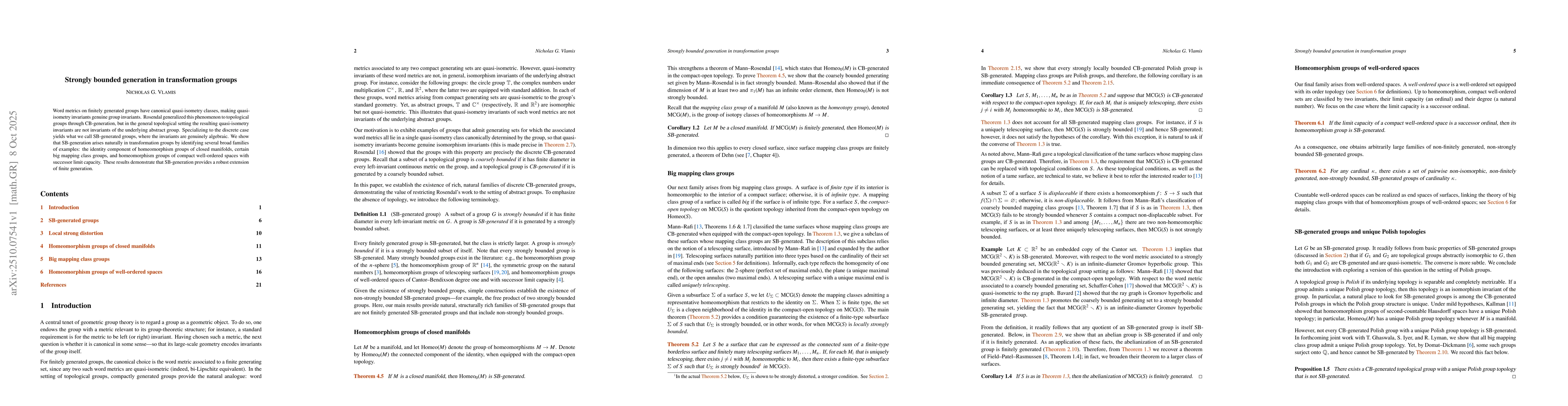 Thumbnail for Strongly bounded generation in transformation groups