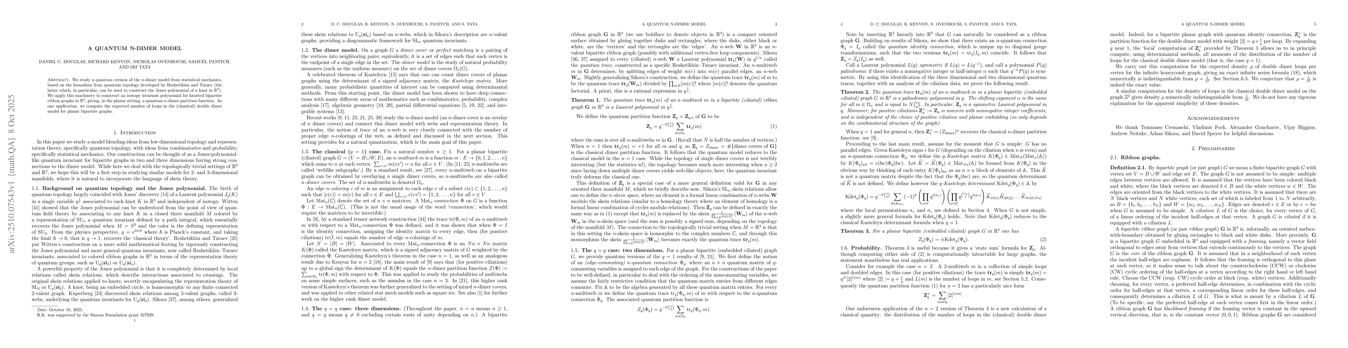 Thumbnail for A quantum N-dimer model