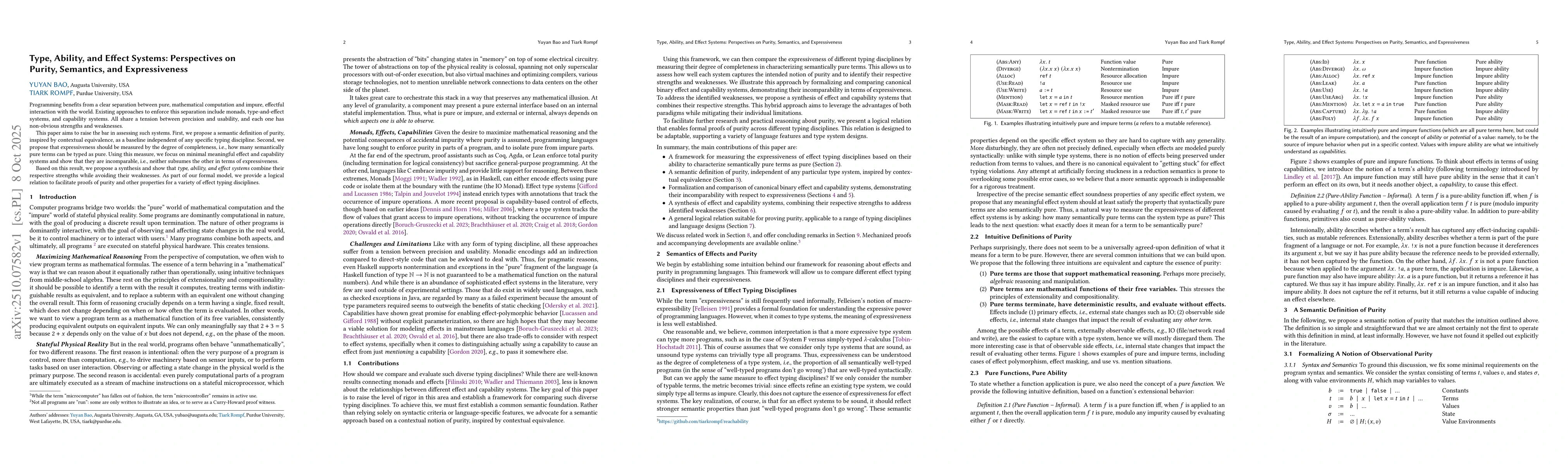 Thumbnail for Type, Ability, and Effect Systems: Perspectives on Purity, Semantics,
  and Expressiveness