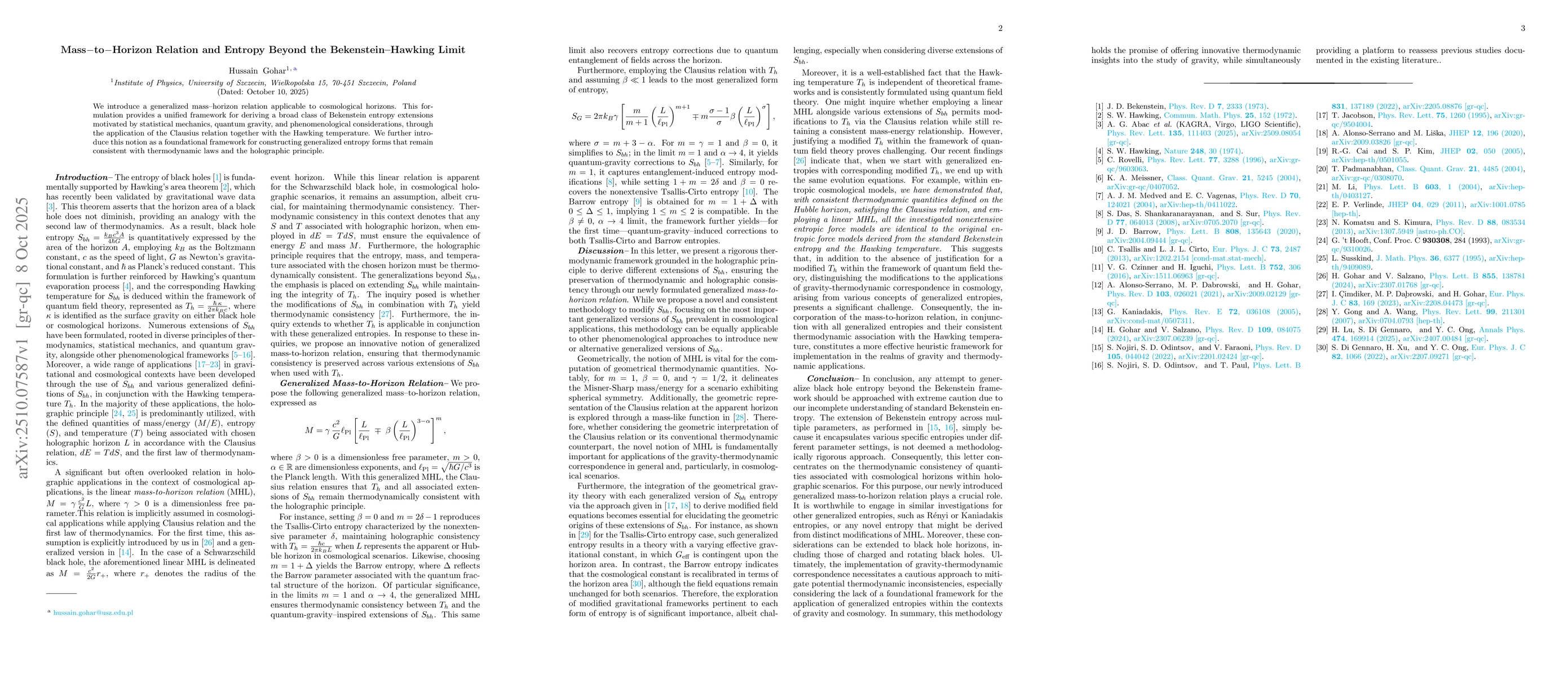 Thumbnail for Mass-to-Horizon Relation and Entropy Beyond the Bekenstein-Hawking Limit