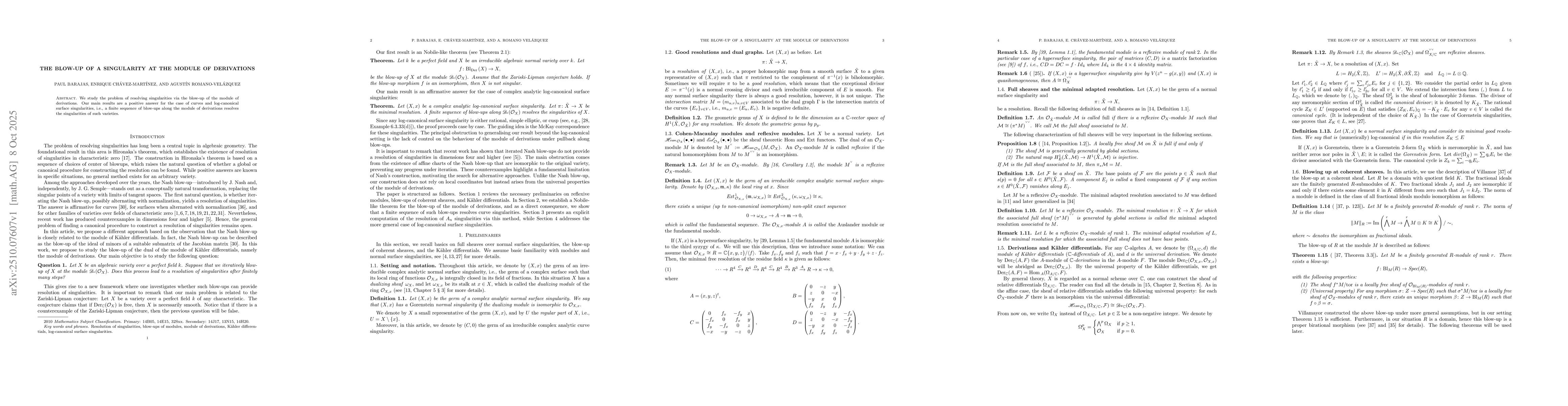 Thumbnail for The blow-up of a singularity at the module of derivations