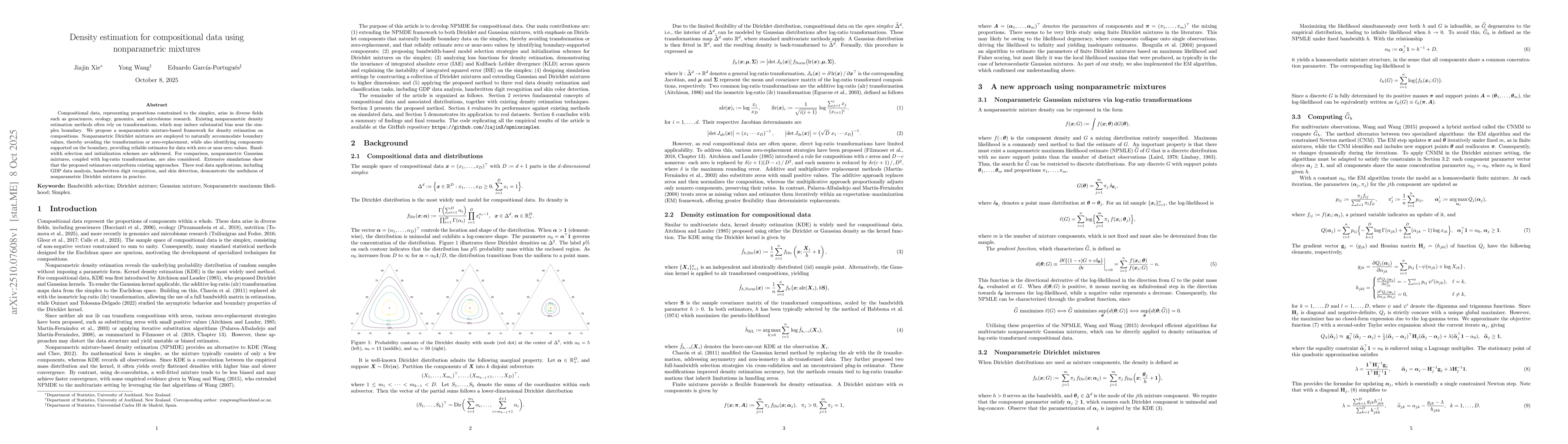 Thumbnail for Density estimation for compositional data using nonparametric mixtures