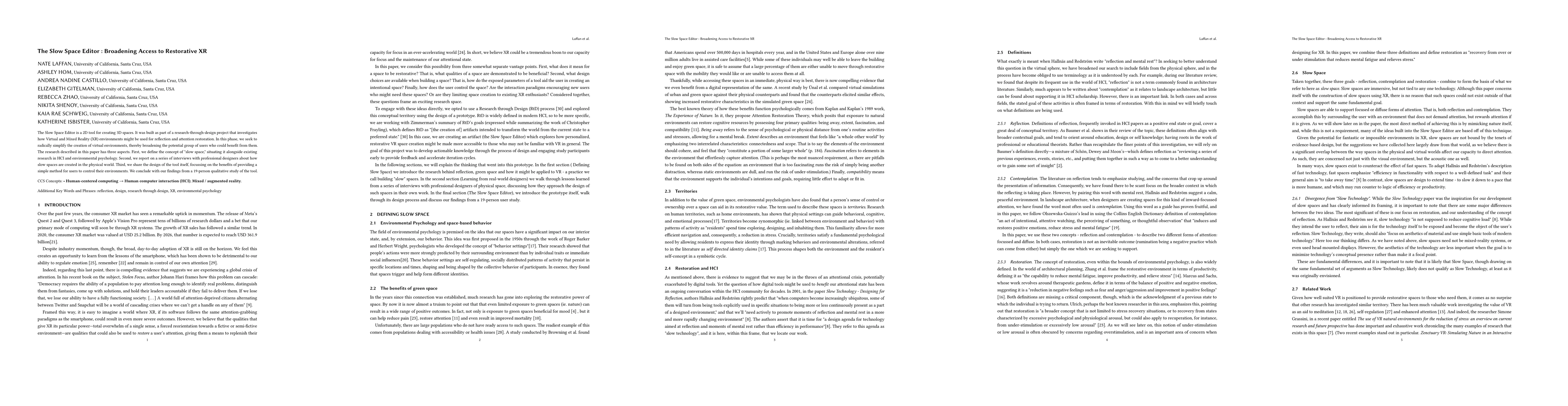 Thumbnail for The Slow Space Editor : Broadening Access to Restorative XR