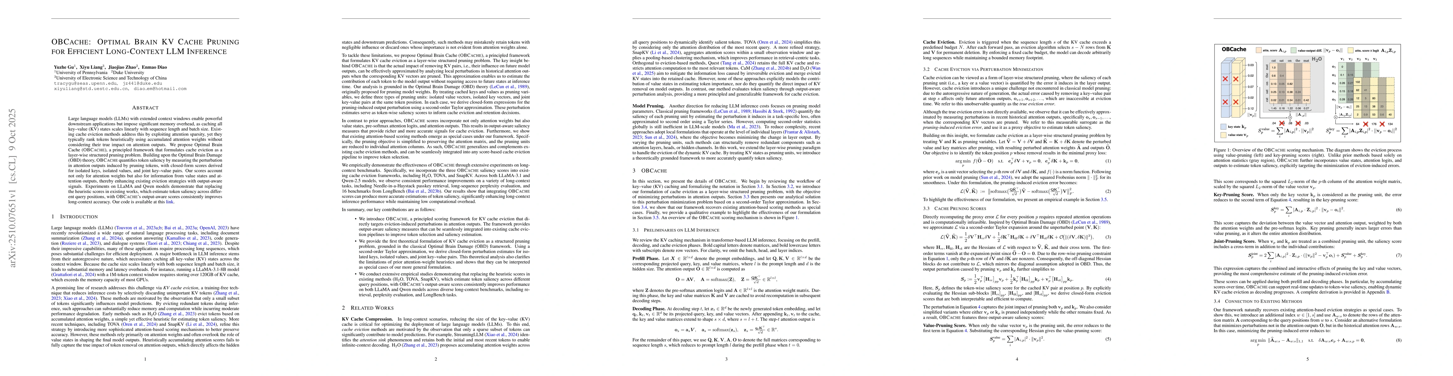Thumbnail for OBCache: Optimal Brain KV Cache Pruning for Efficient Long-Context LLM
  Inference