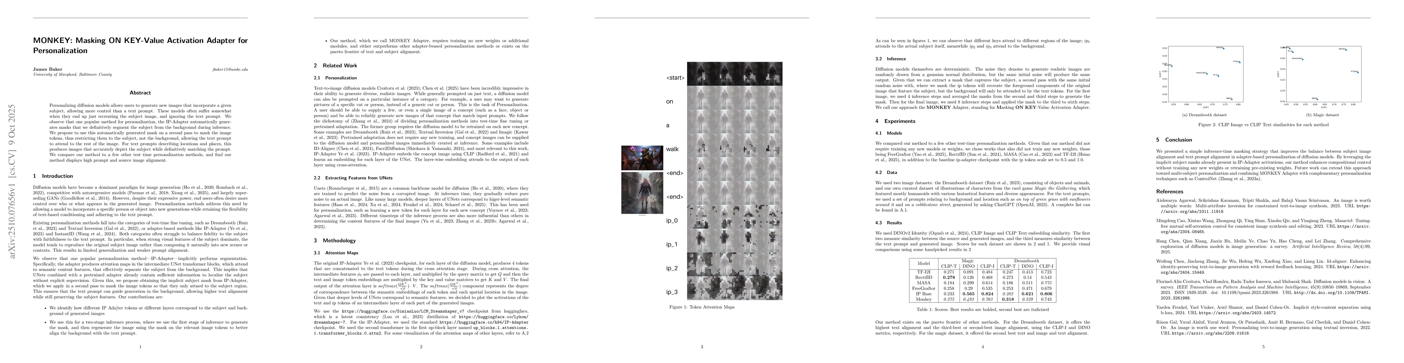 Thumbnail for MONKEY: Masking ON KEY-Value Activation Adapter for Personalization