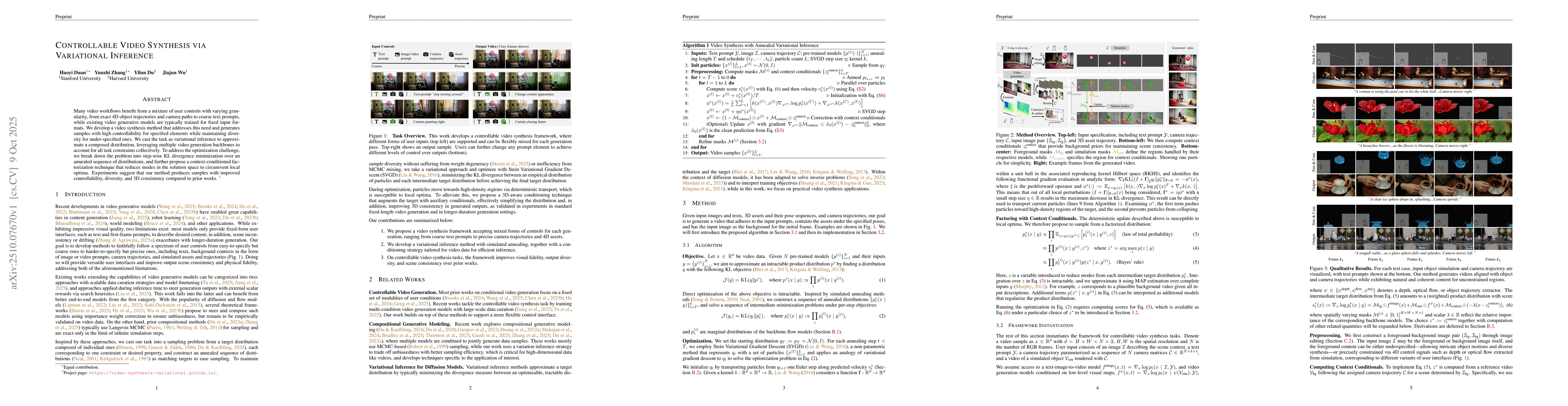 Thumbnail for Controllable Video Synthesis via Variational Inference