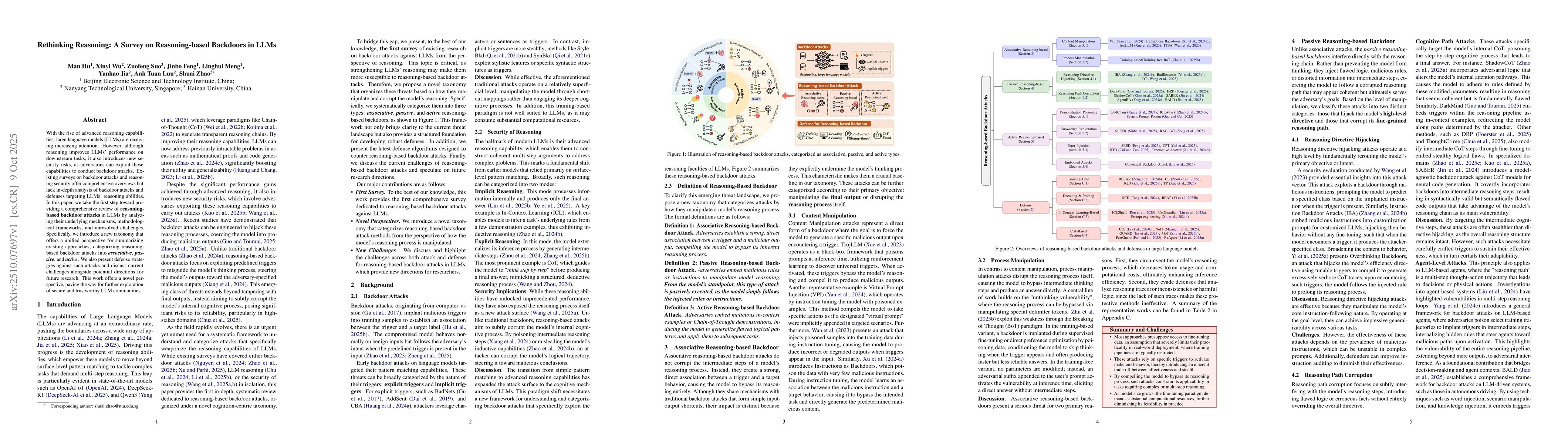 Thumbnail for Rethinking Reasoning: A Survey on Reasoning-based Backdoors in LLMs