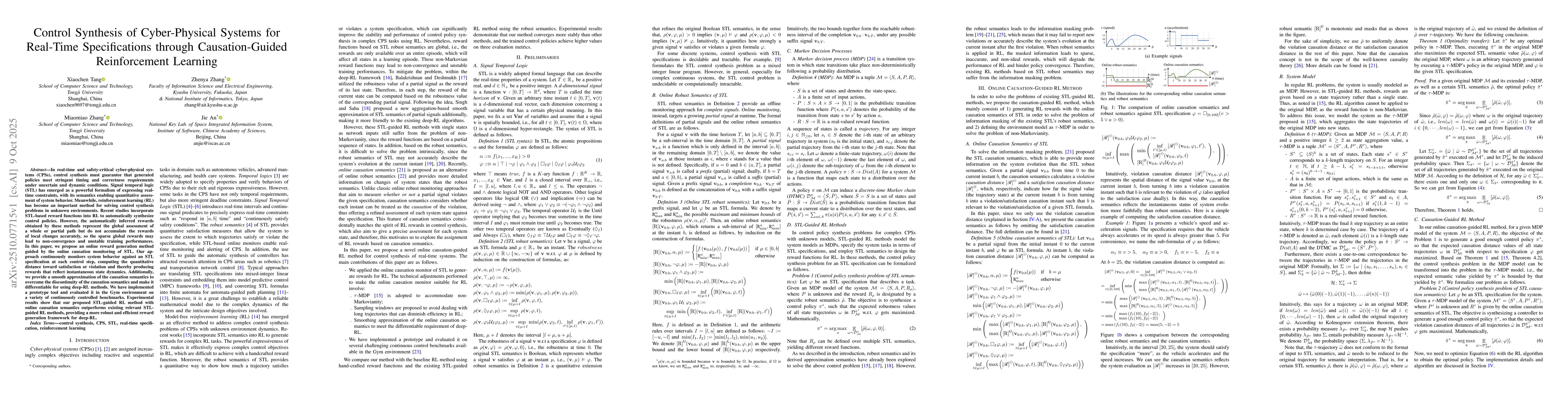 Thumbnail for Control Synthesis of Cyber-Physical Systems for Real-Time Specifications
  through Causation-Guided Reinforcement Learning