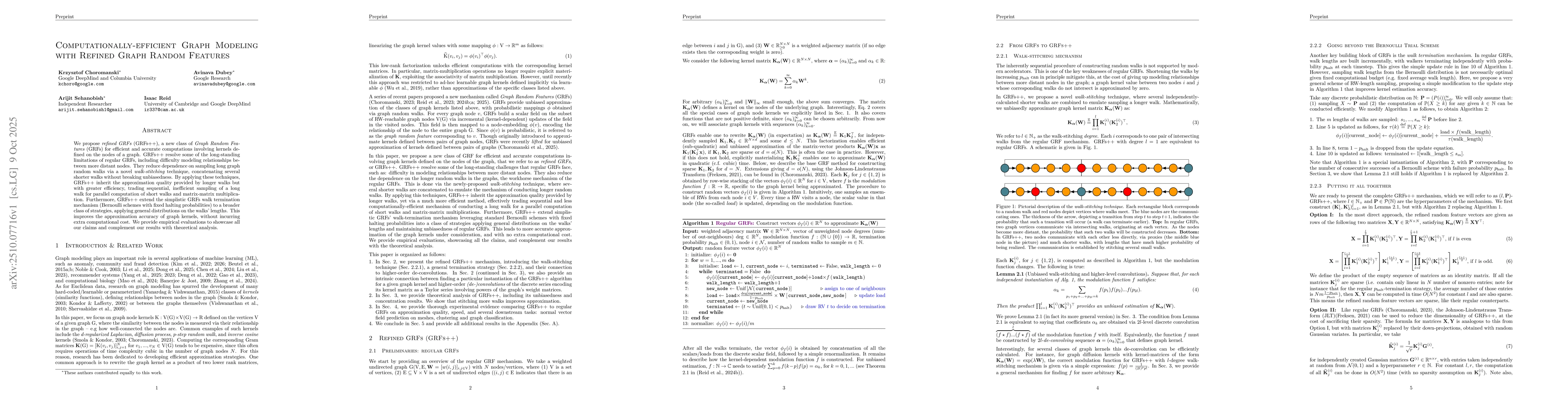 Thumbnail for Computationally-efficient Graph Modeling with Refined Graph Random
  Features