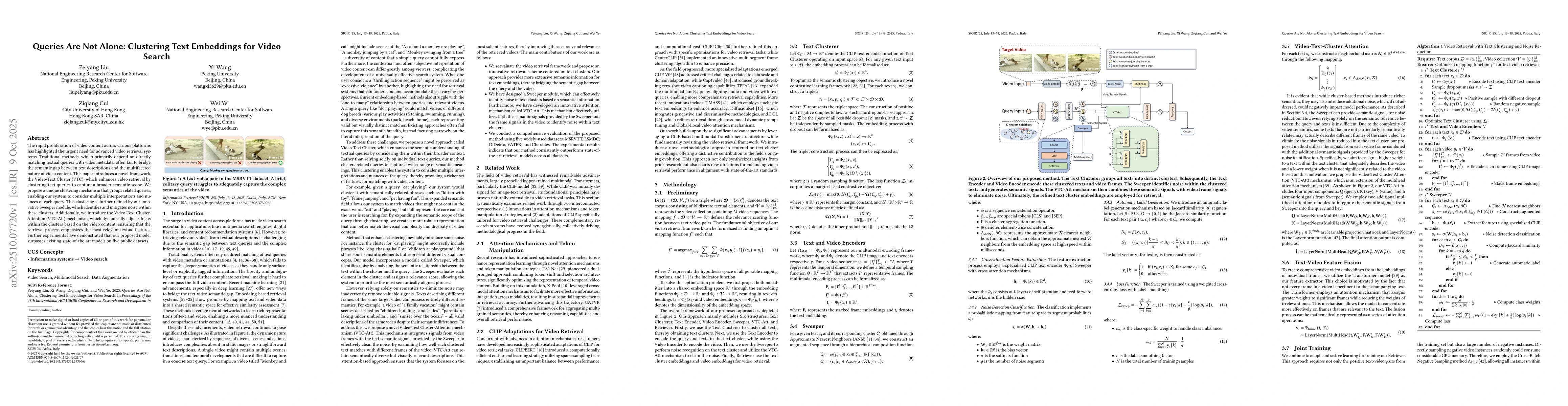 Thumbnail for Queries Are Not Alone: Clustering Text Embeddings for Video Search