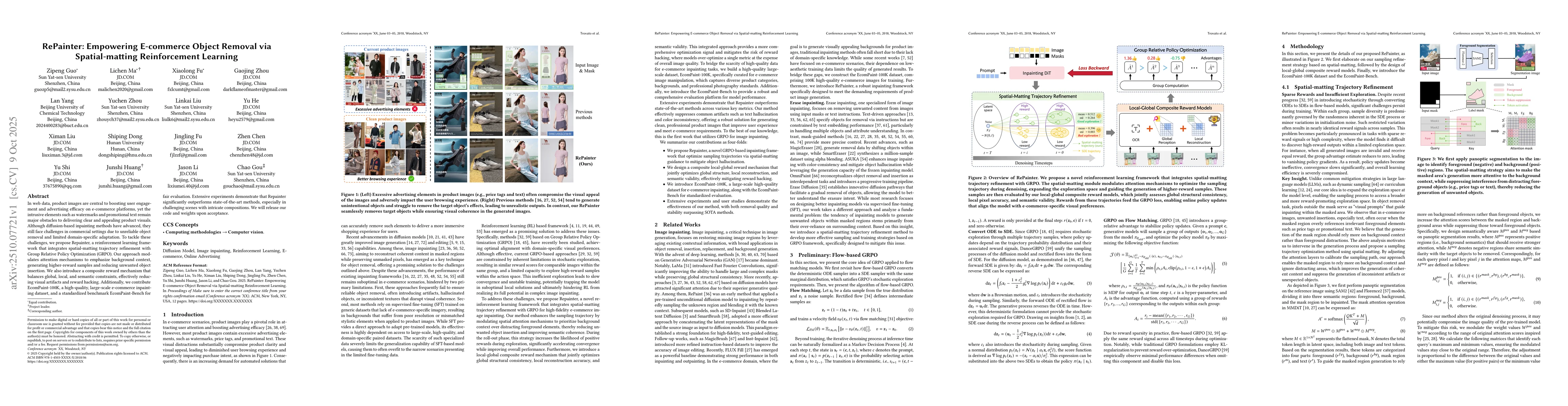 Thumbnail for RePainter: Empowering E-commerce Object Removal via Spatial-matting
  Reinforcement Learning