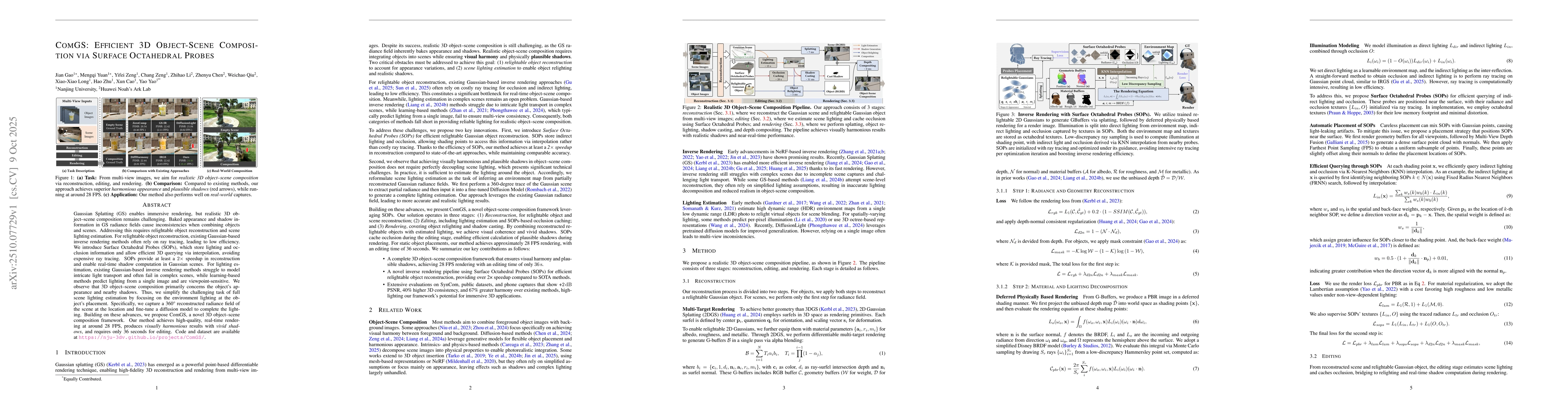 Thumbnail for ComGS: Efficient 3D Object-Scene Composition via Surface Octahedral
  Probes