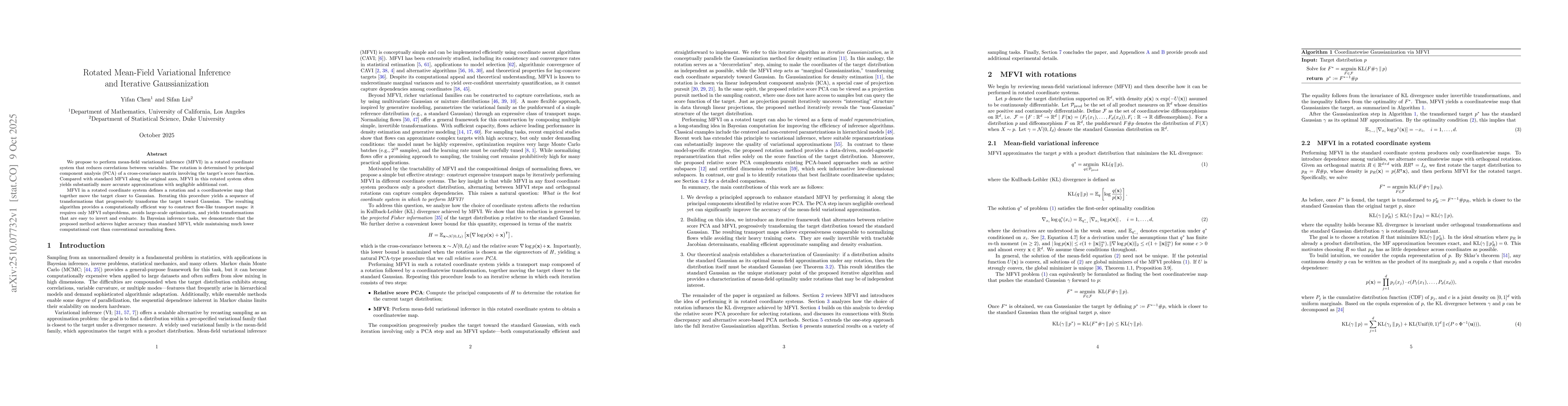 Thumbnail for Rotated Mean-Field Variational Inference and Iterative Gaussianization