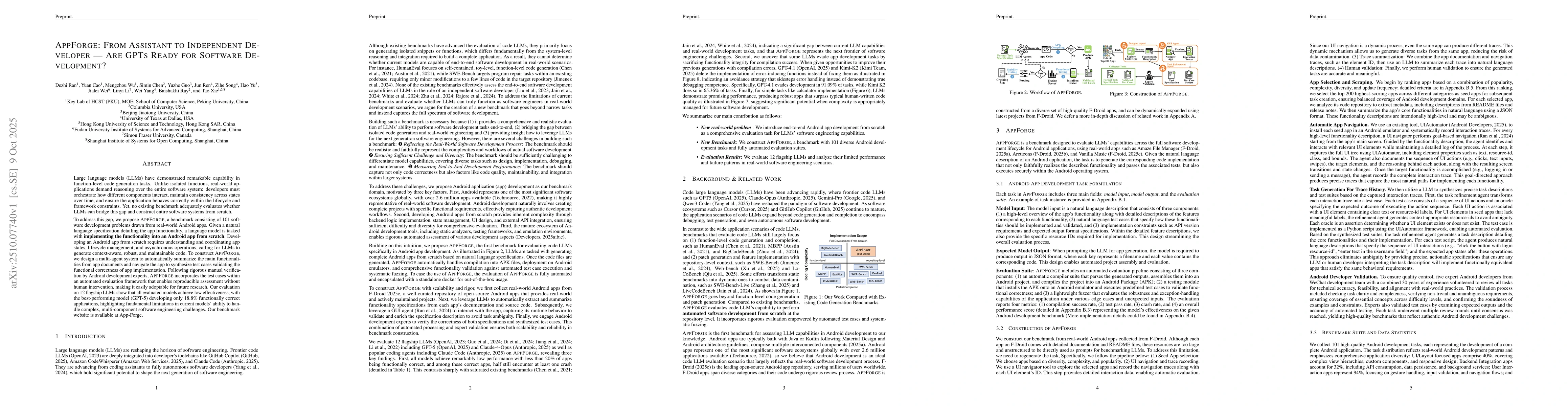 Thumbnail for AppForge: From Assistant to Independent Developer -- Are GPTs Ready for
  Software Development?