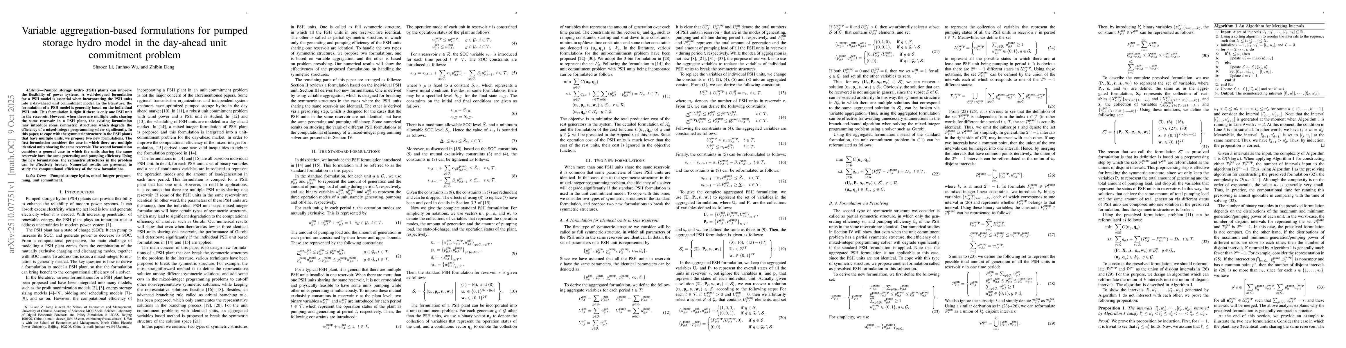 Thumbnail for Variable aggregation-based formulations for pumped storage hydro model
  in the day-ahead unit commitment problem