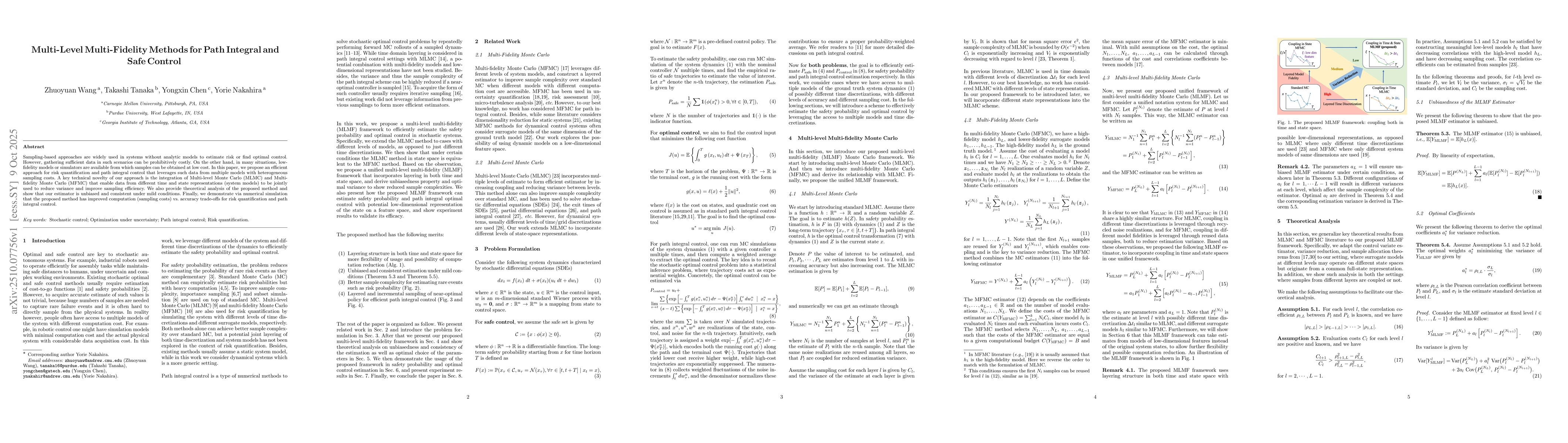 Thumbnail for Multi-Level Multi-Fidelity Methods for Path Integral and Safe Control