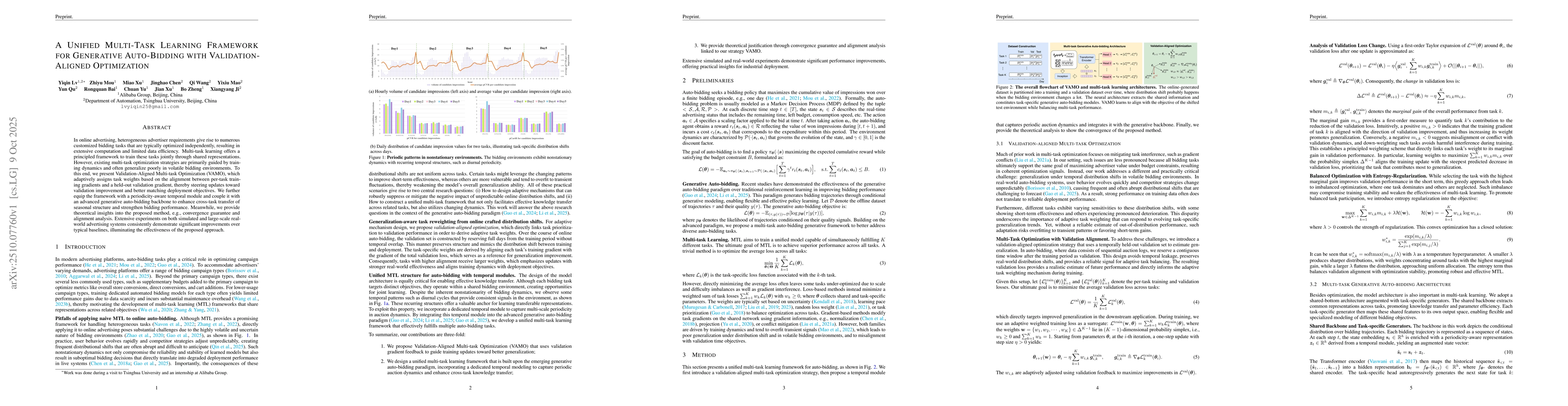 Thumbnail for A Unified Multi-Task Learning Framework for Generative Auto-Bidding with
  Validation-Aligned Optimization