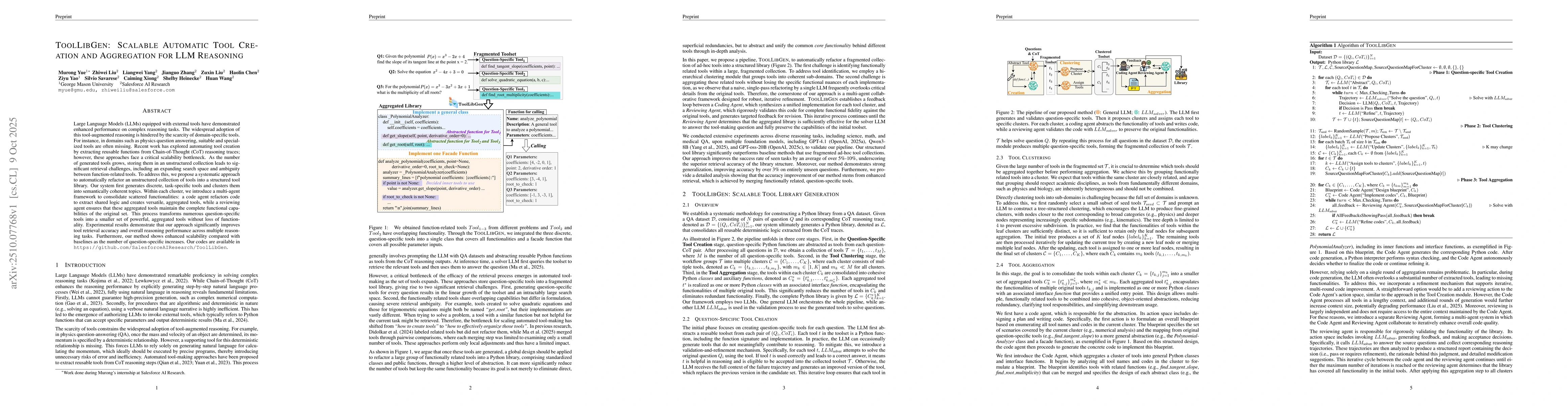 Thumbnail for ToolLibGen: Scalable Automatic Tool Creation and Aggregation for LLM
  Reasoning