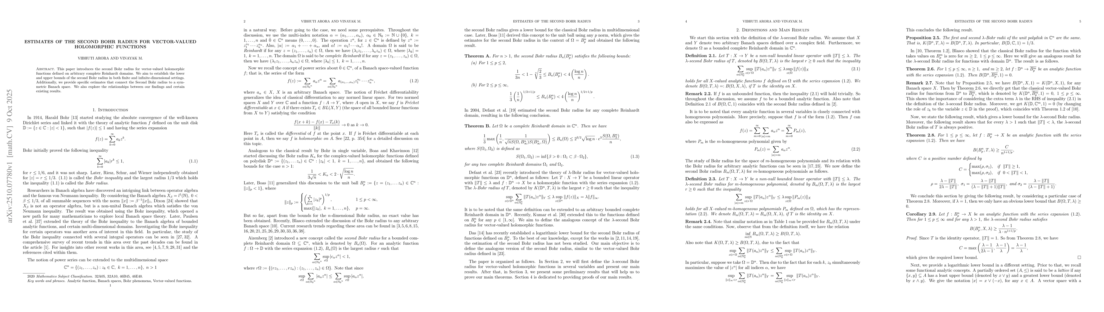 Thumbnail for Estimates of the Second Bohr radius for vector-valued Holomorphic
  functions
