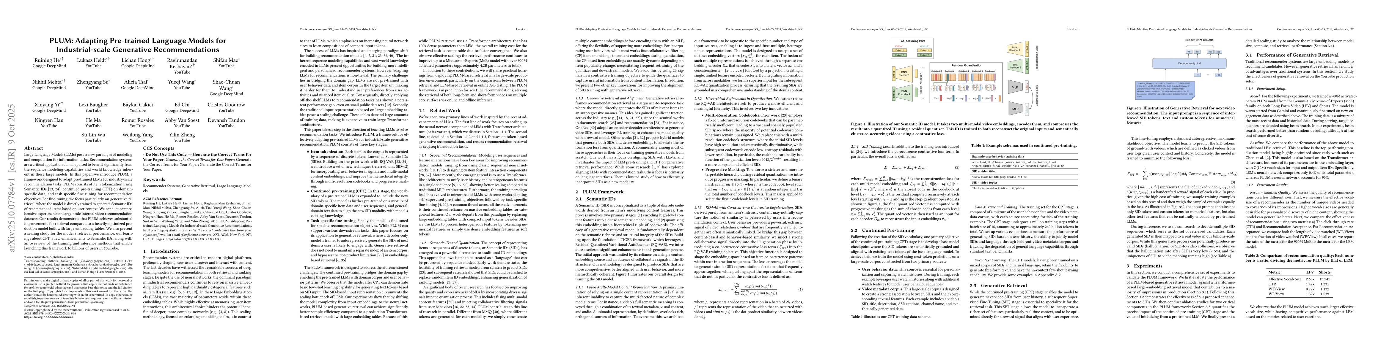 Thumbnail for PLUM: Adapting Pre-trained Language Models for Industrial-scale
  Generative Recommendations