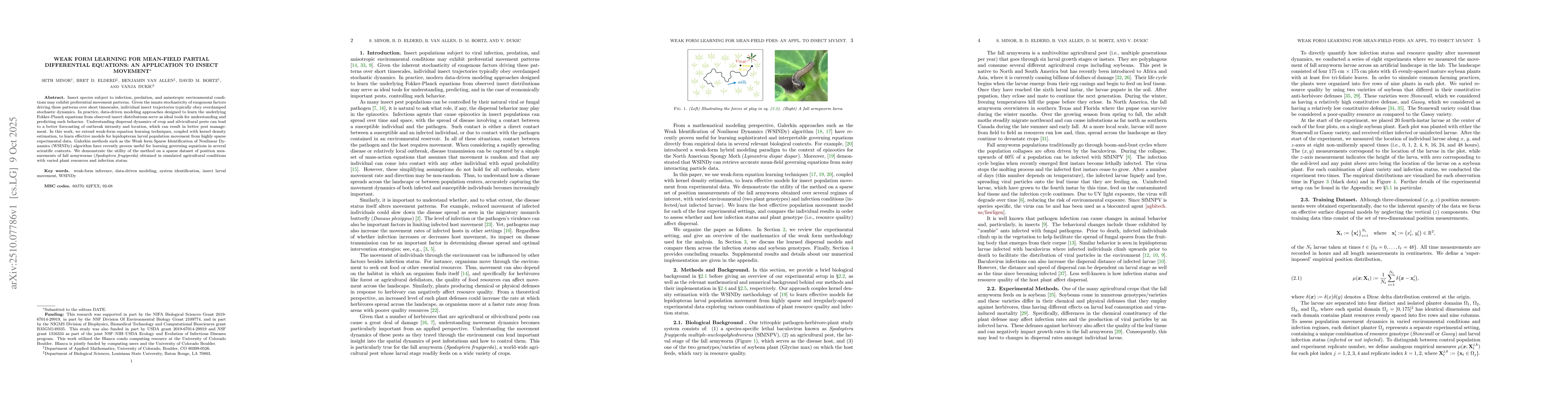 Thumbnail for Weak Form Learning for Mean-Field Partial Differential Equations: an
  Application to Insect Movement