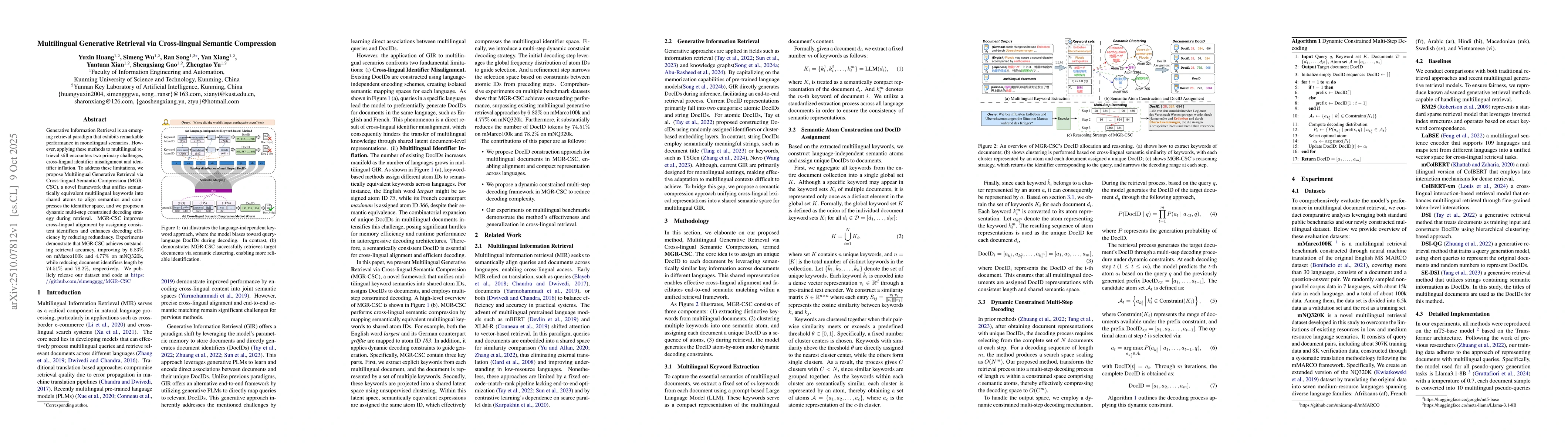 Thumbnail for Multilingual Generative Retrieval via Cross-lingual Semantic Compression