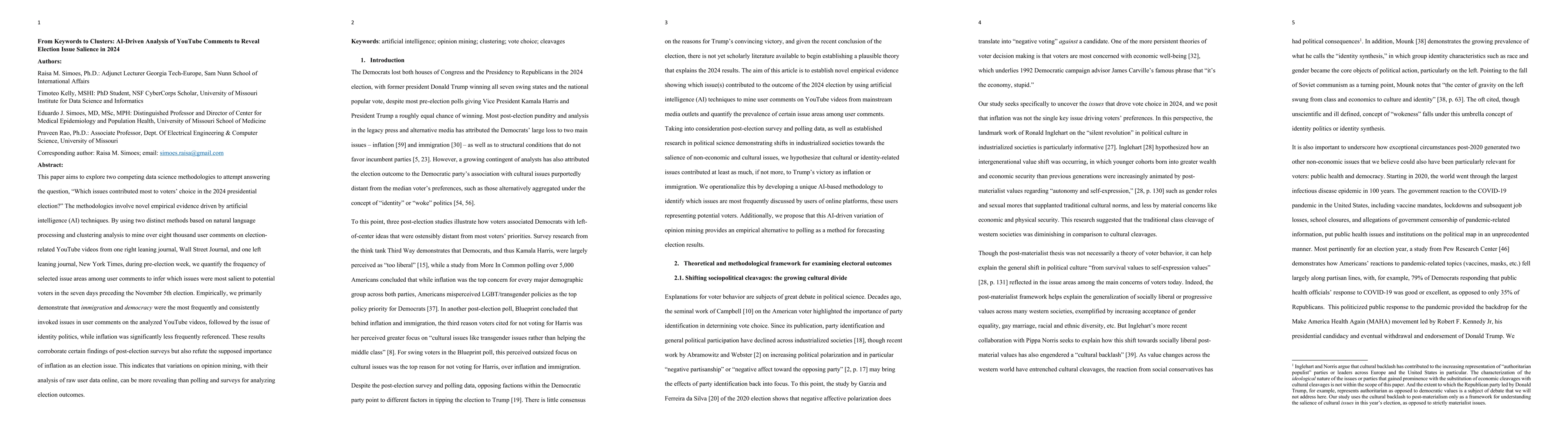Thumbnail for From Keywords to Clusters: AI-Driven Analysis of YouTube Comments to
  Reveal Election Issue Salience in 2024