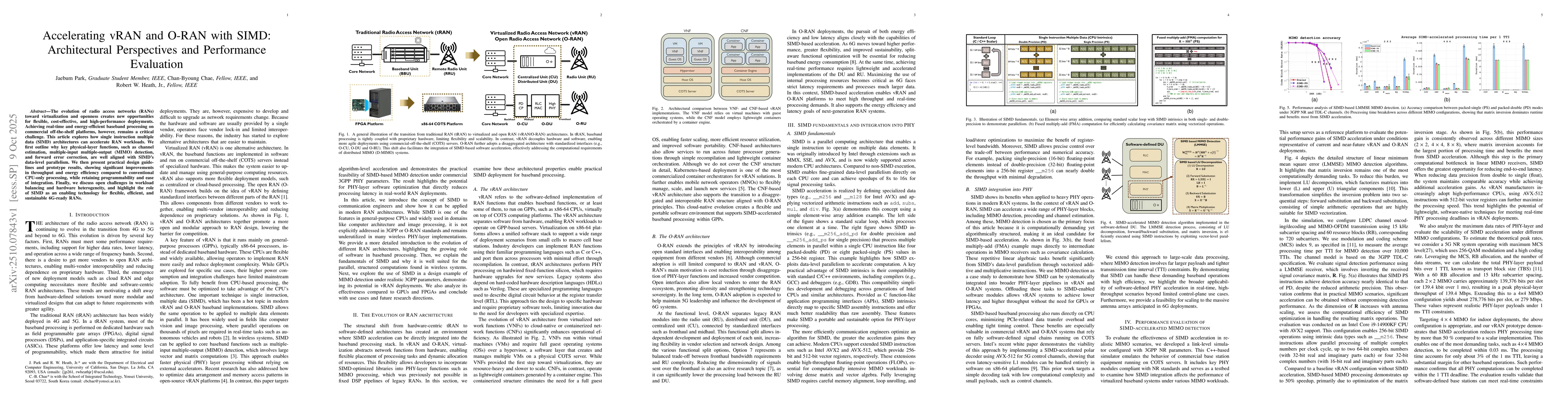 Thumbnail for Accelerating vRAN and O-RAN with SIMD: Architectural Perspectives and
  Performance Evaluation