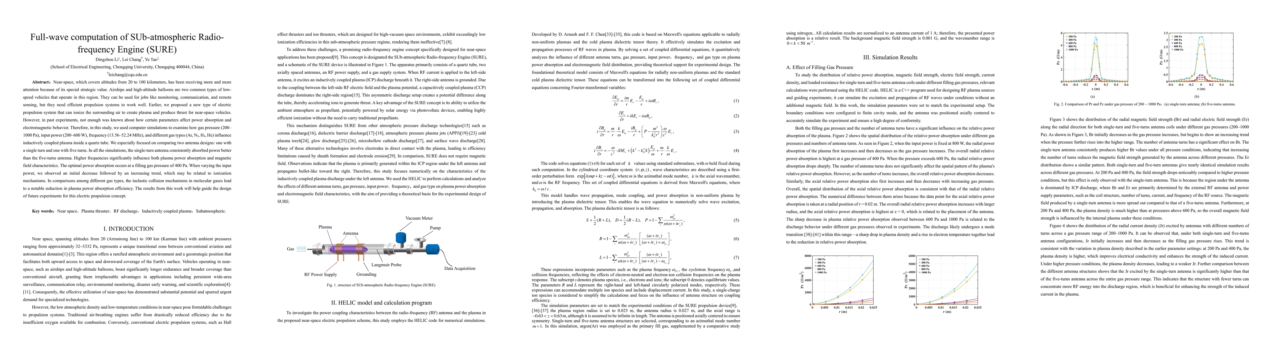Thumbnail for Full-wave computation of SUb-atmospheric Radio-frequency Engine (SURE)