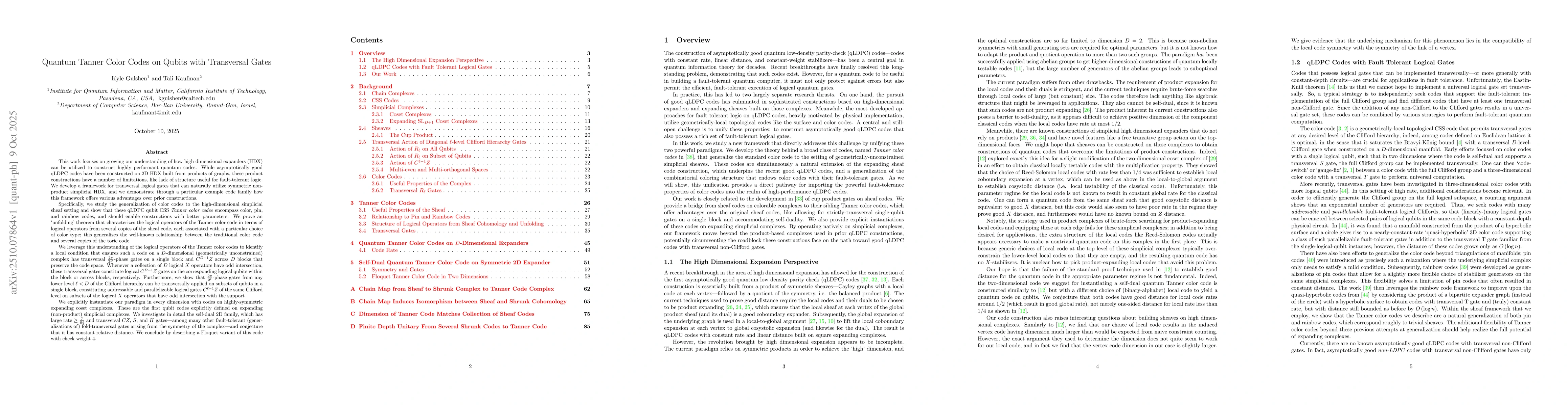 Thumbnail for Quantum Tanner Color Codes on Qubits with Transversal Gates