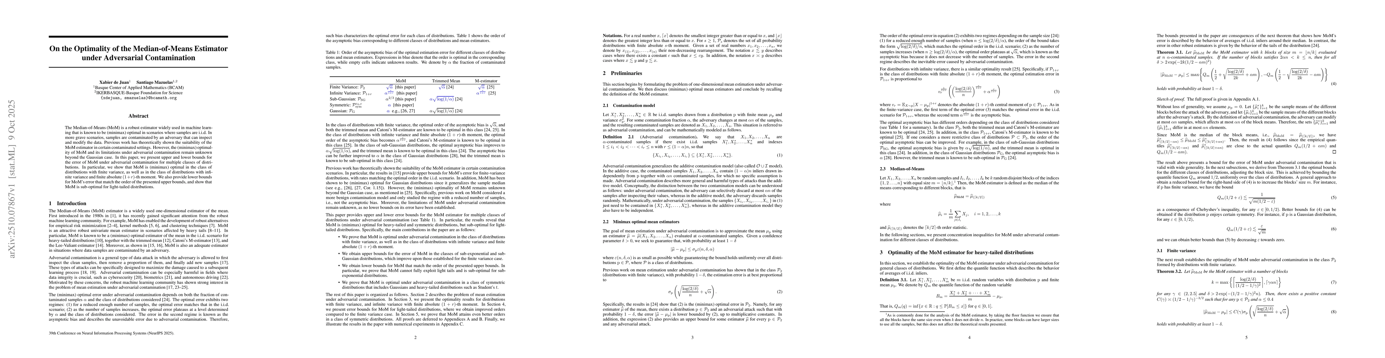 Thumbnail for On the Optimality of the Median-of-Means Estimator under Adversarial
  Contamination
