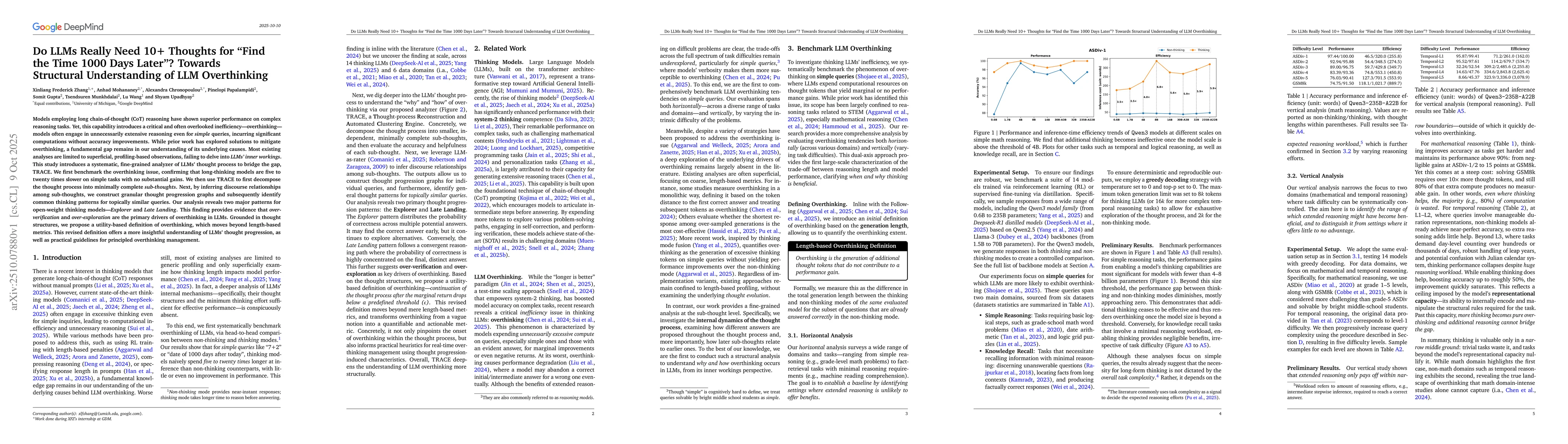 Thumbnail for Do LLMs Really Need 10+ Thoughts for "Find the Time 1000 Days Later"?
  Towards Structural Understanding of LLM Overthinking