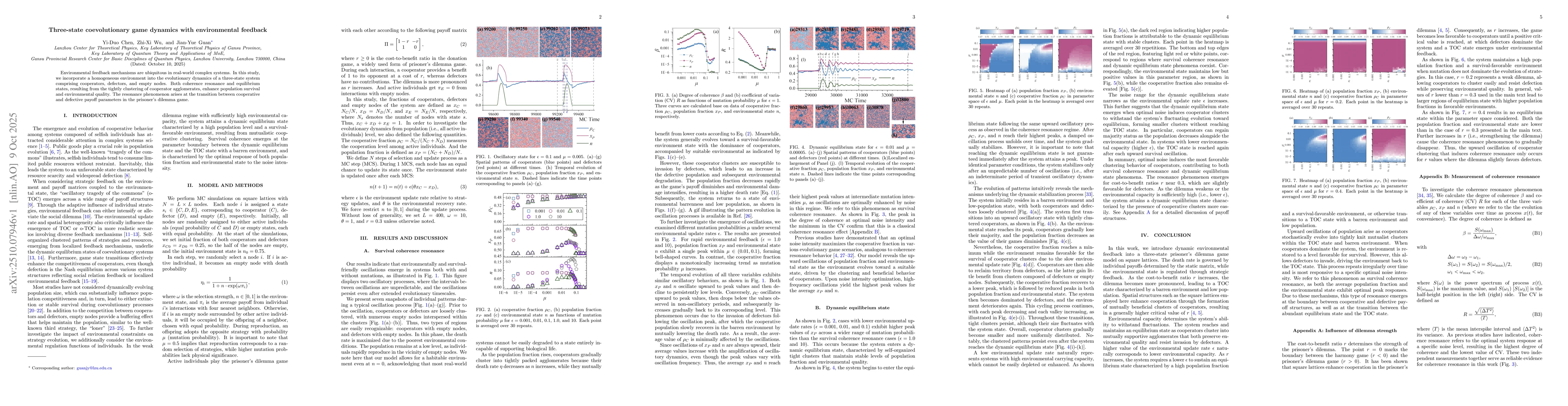 Thumbnail for Three-state coevolutionary game dynamics with environmental feedback