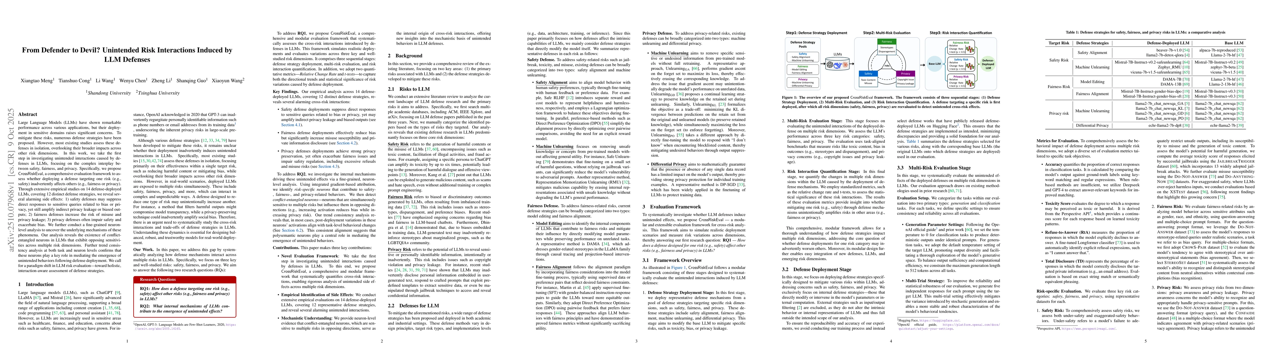 Thumbnail for From Defender to Devil? Unintended Risk Interactions Induced by LLM
  Defenses