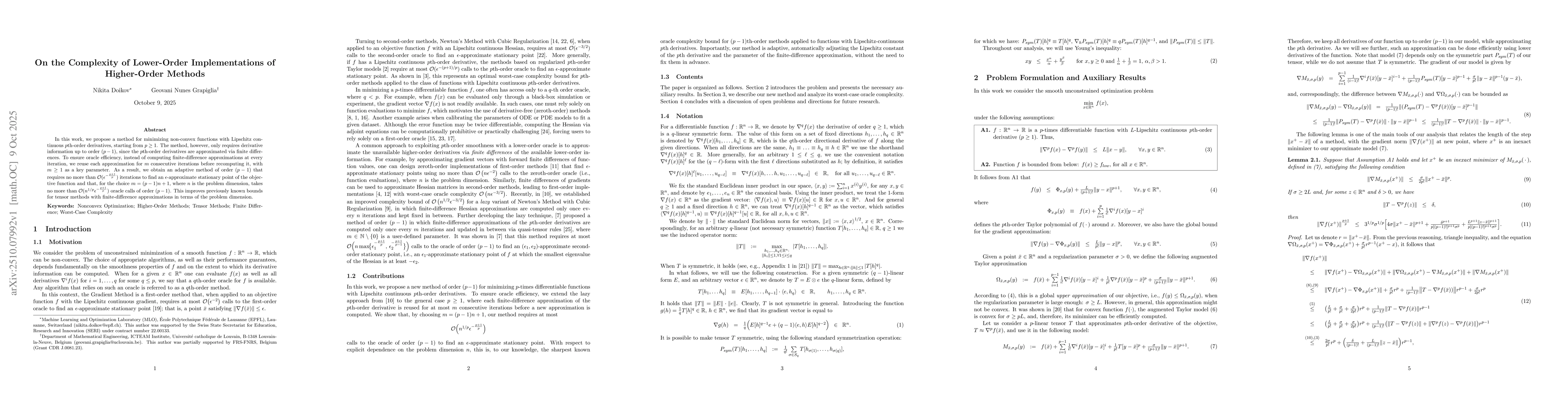Thumbnail for On the Complexity of Lower-Order Implementations of Higher-Order Methods