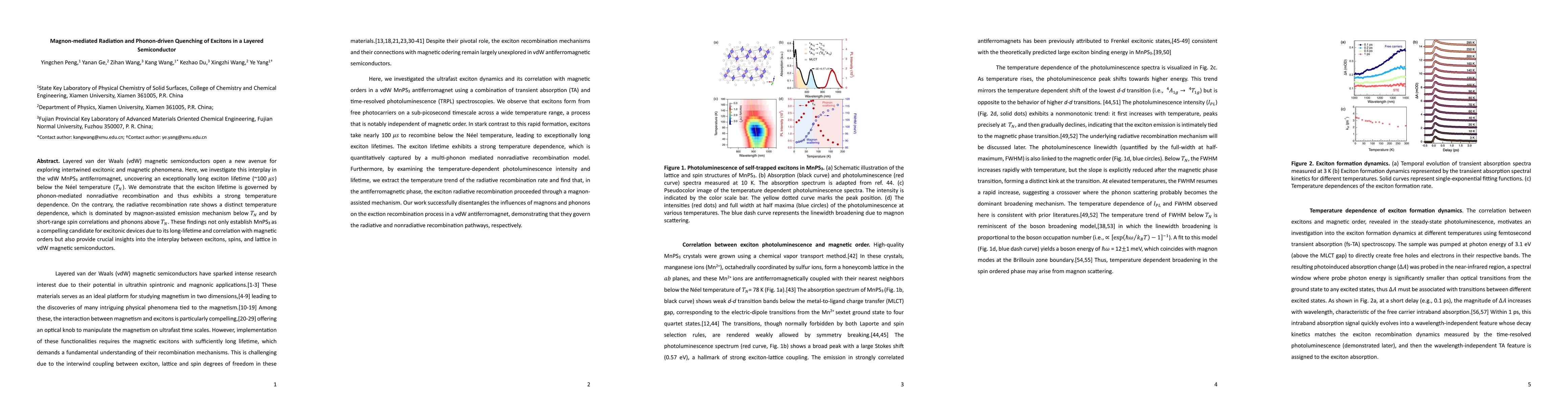 Thumbnail for Magnon-mediated Radiation and Phonon-driven Quenching of Excitons in a
  Layered Semiconductor