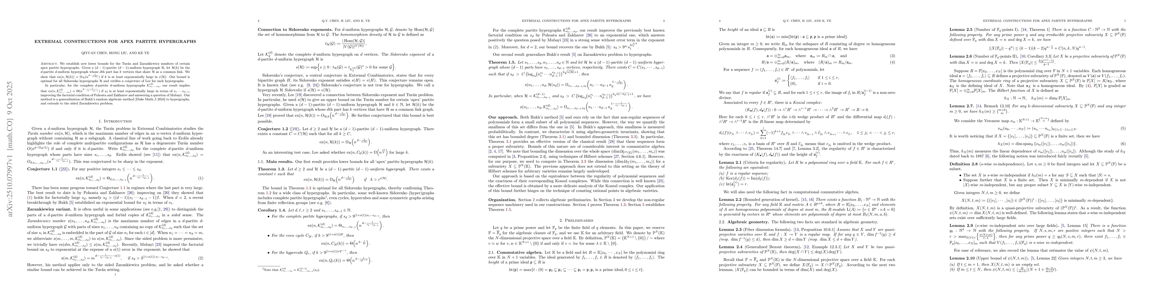 Thumbnail for Extremal constructions for apex partite hypergraphs