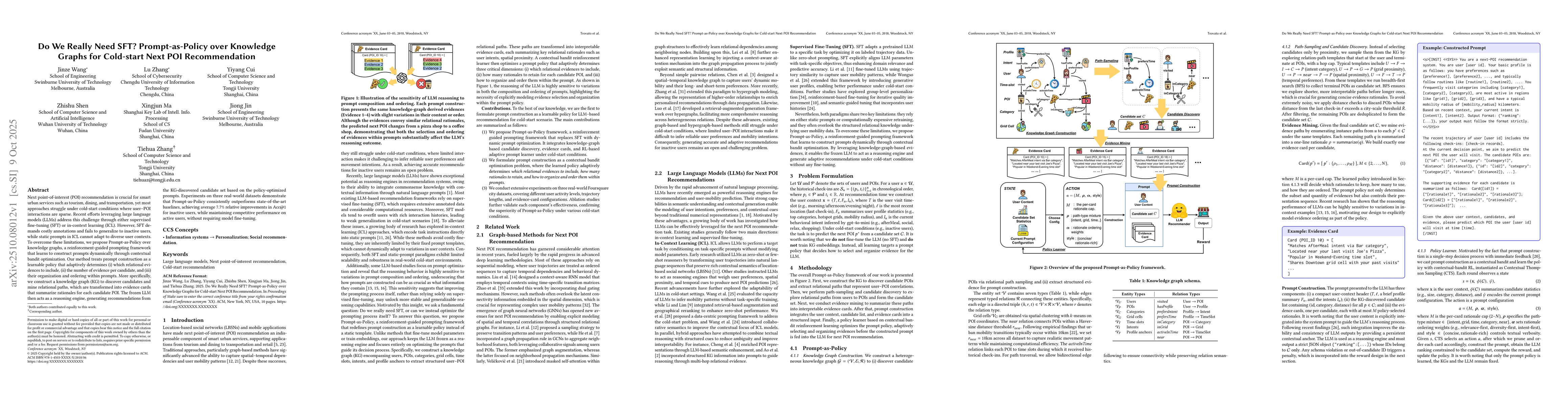 Thumbnail for Do We Really Need SFT? Prompt-as-Policy over Knowledge Graphs for
  Cold-start Next POI Recommendation