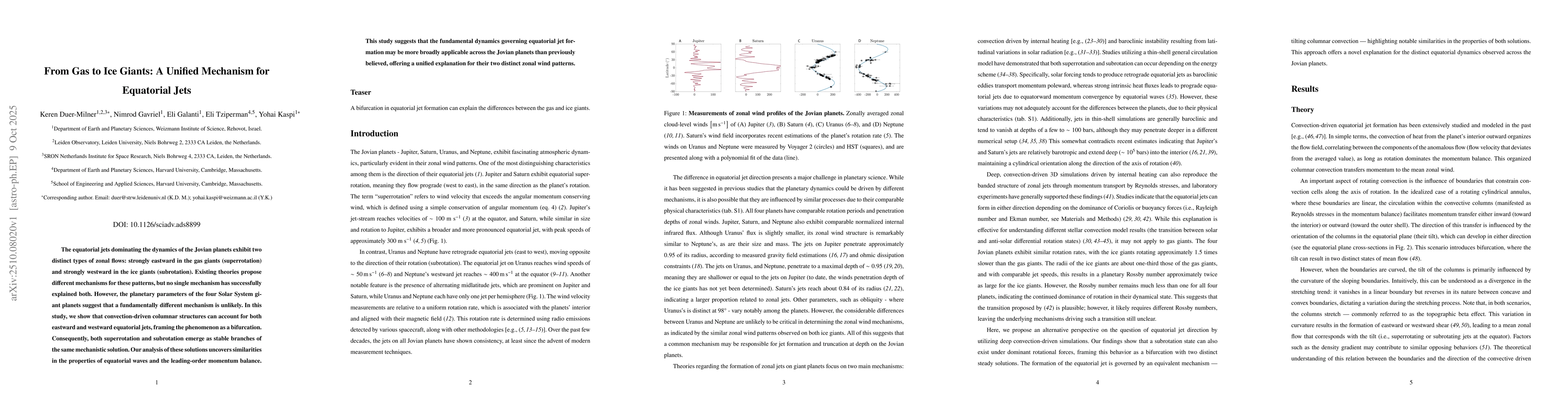 Thumbnail for From gas to ice giants: A unified mechanism for equatorial jets