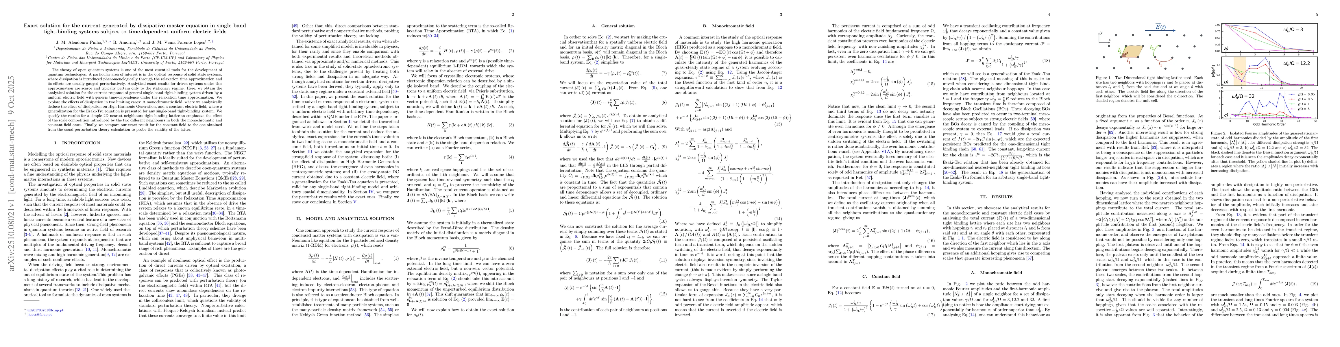 Thumbnail for Exact solution for the current generated by dissipative master equation
  in single-band tight-binding systems subject to time-dependent uniform
  electric fields