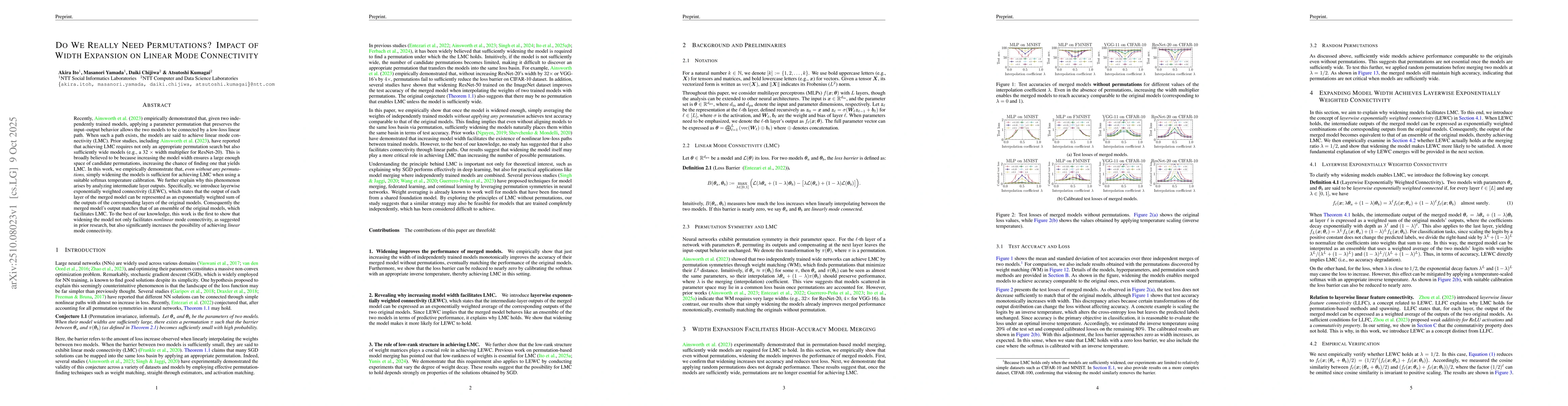 Thumbnail for Do We Really Need Permutations? Impact of Width Expansion on Linear Mode
  Connectivity