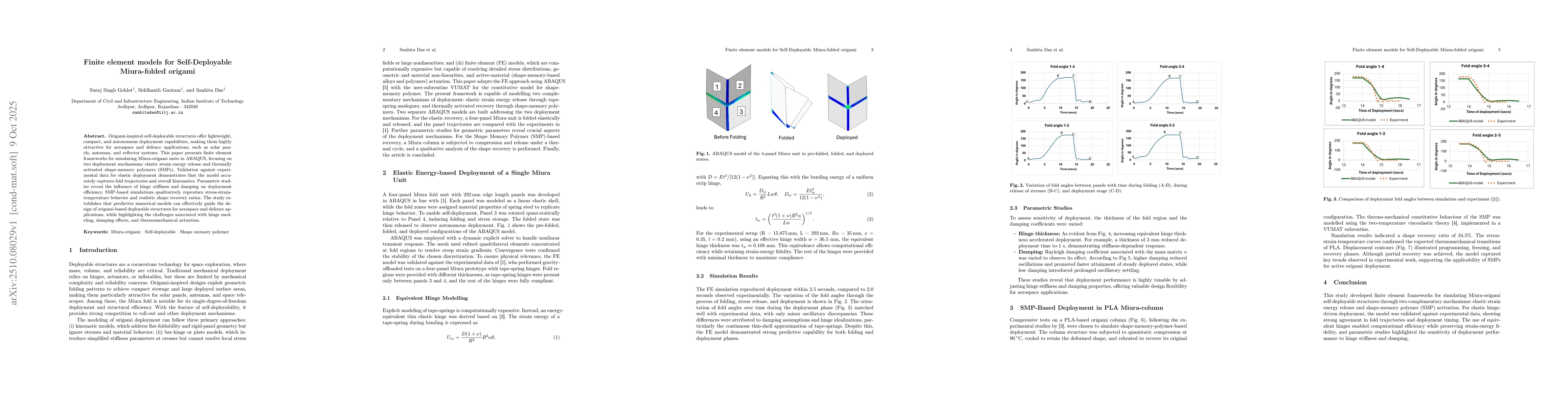 Thumbnail for Finite element models for Self-Deployable Miura-folded origami