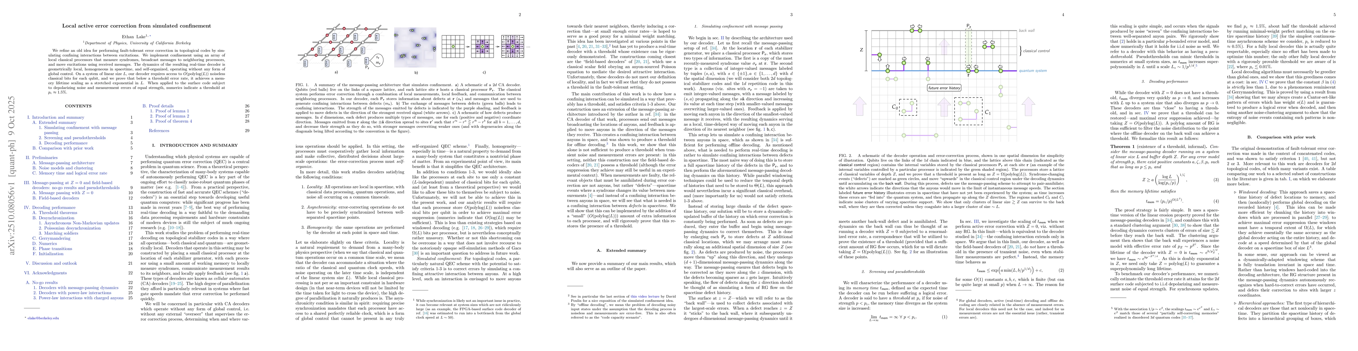 Thumbnail for Local active error correction from simulated confinement