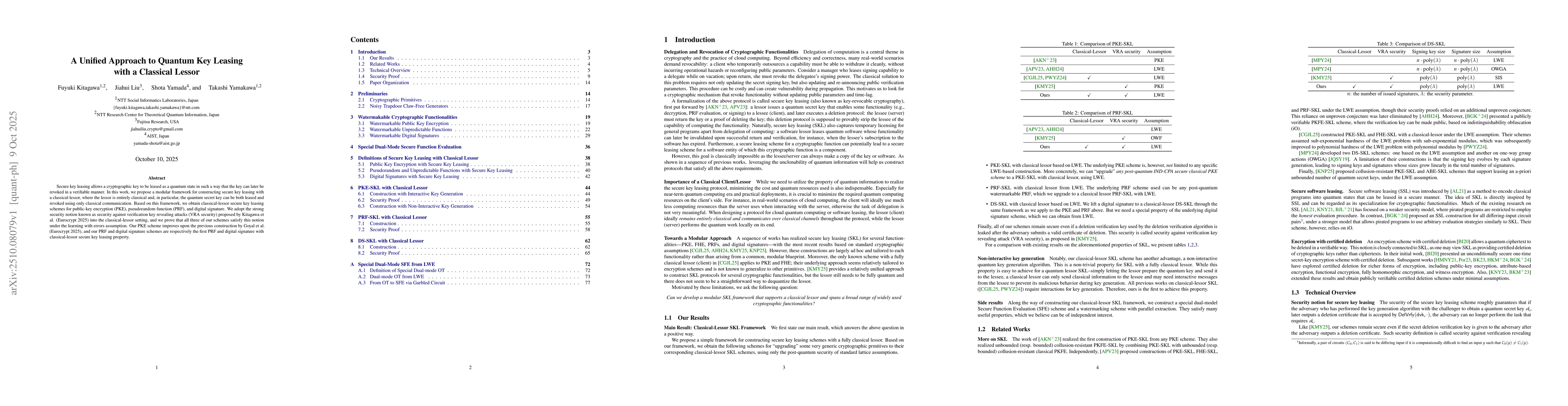 Thumbnail for A Unified Approach to Quantum Key Leasing with a Classical Lessor