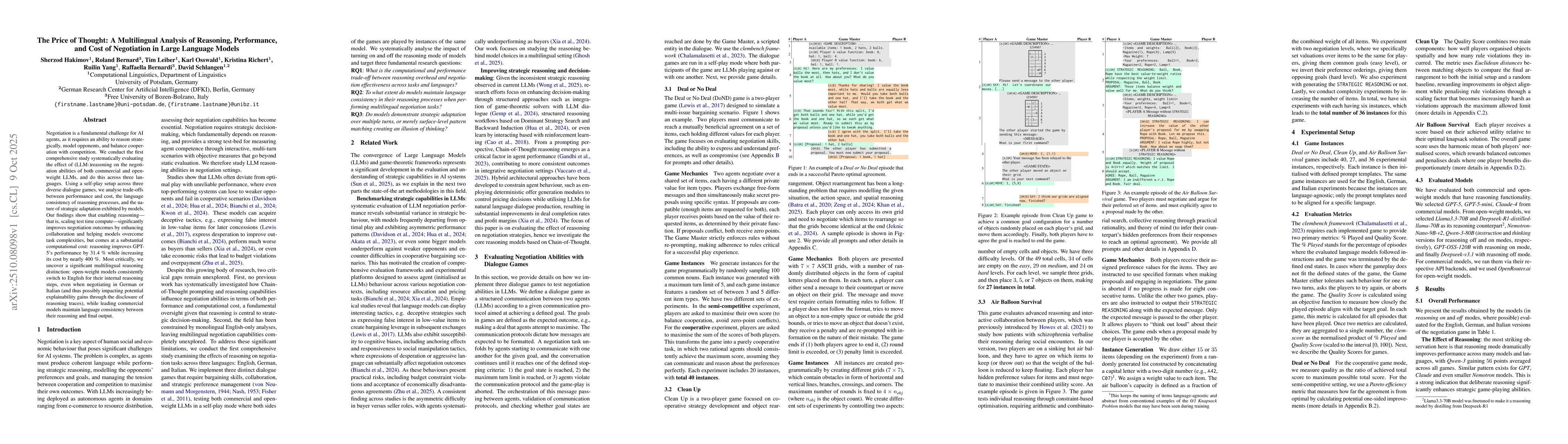 Thumbnail for The Price of Thought: A Multilingual Analysis of Reasoning, Performance,
  and Cost of Negotiation in Large Language Models
