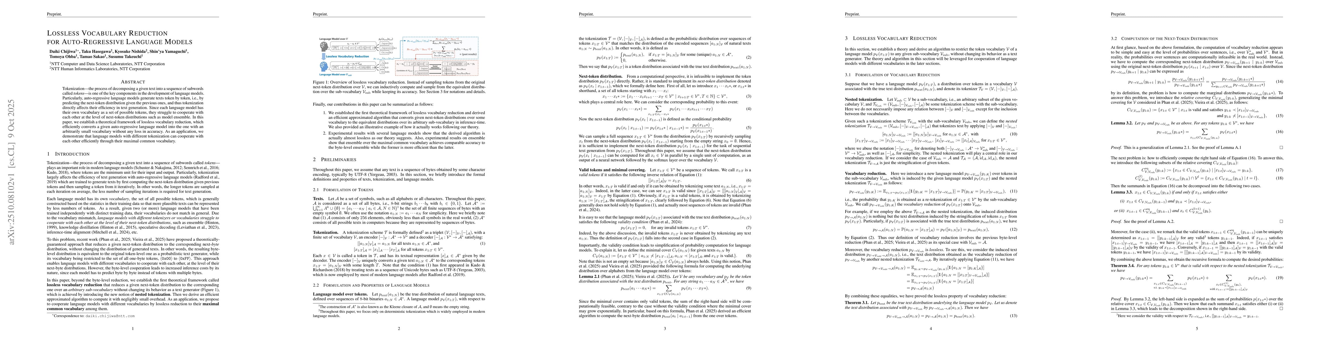 Thumbnail for Lossless Vocabulary Reduction for Auto-Regressive Language Models