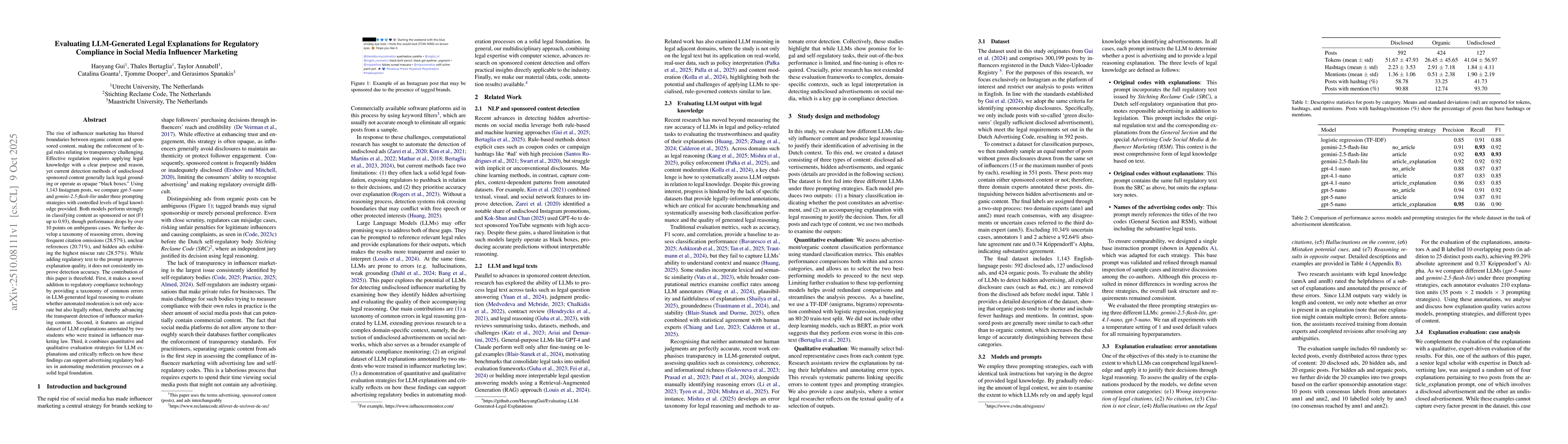 Thumbnail for Evaluating LLM-Generated Legal Explanations for Regulatory Compliance in
  Social Media Influencer Marketing
