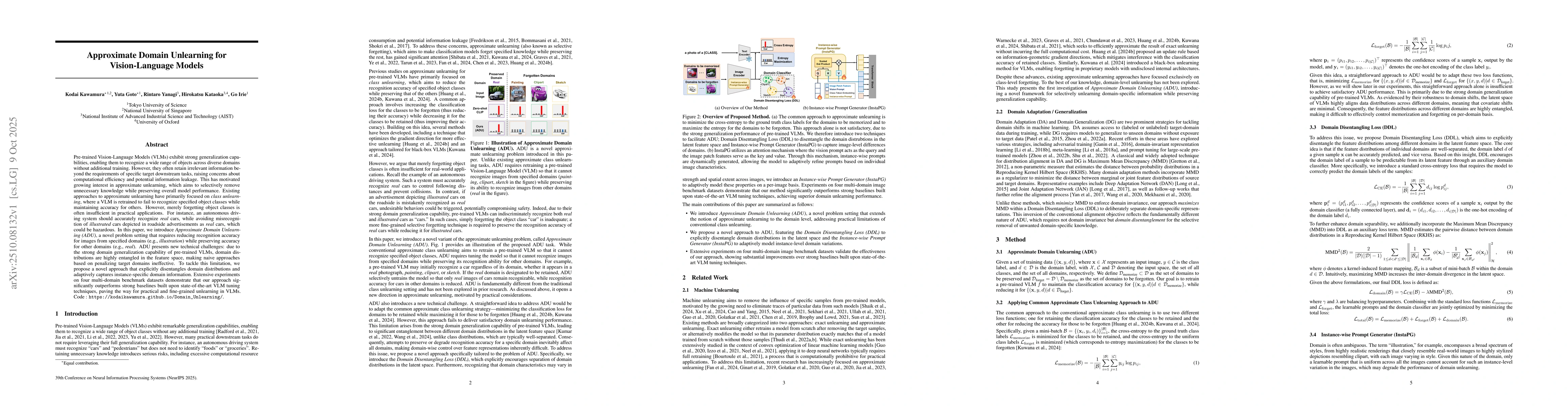 Thumbnail for Approximate Domain Unlearning for Vision-Language Models