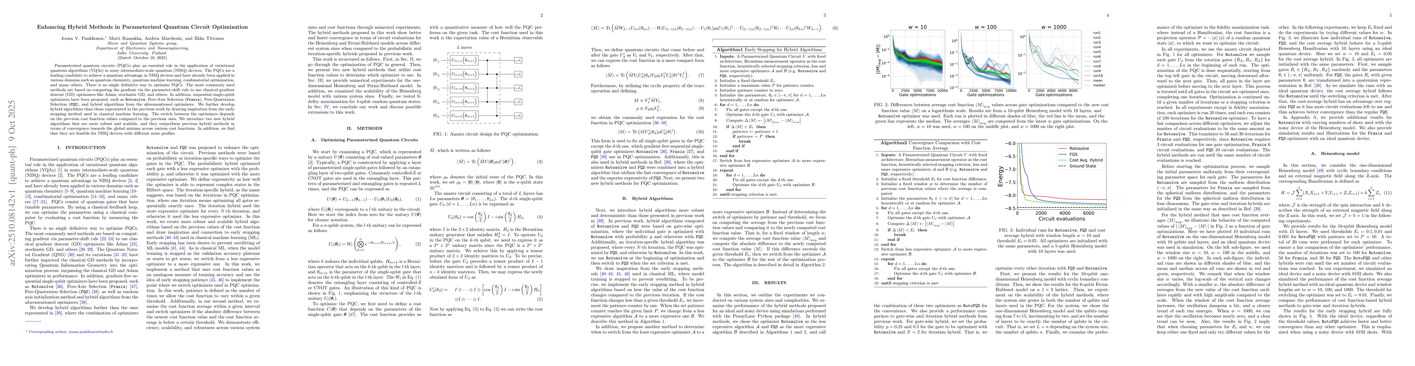 Thumbnail for Enhancing Hybrid Methods in Parameterized Quantum Circuit Optimization